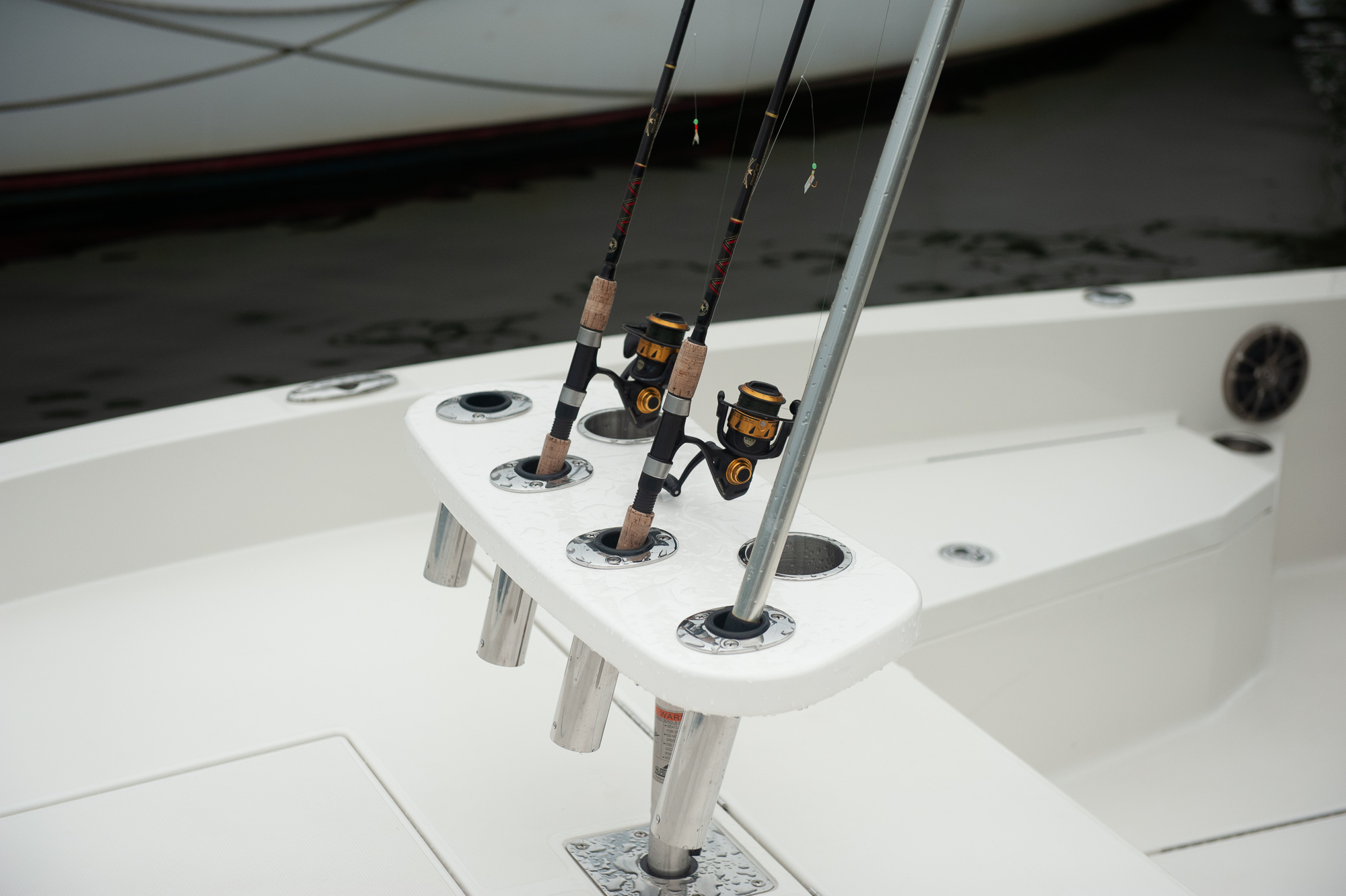 Bay Boat Bow Rocket Launcher Bay Boat Bow Rocket Launcher adds rod holders and drink holders to your bay boat