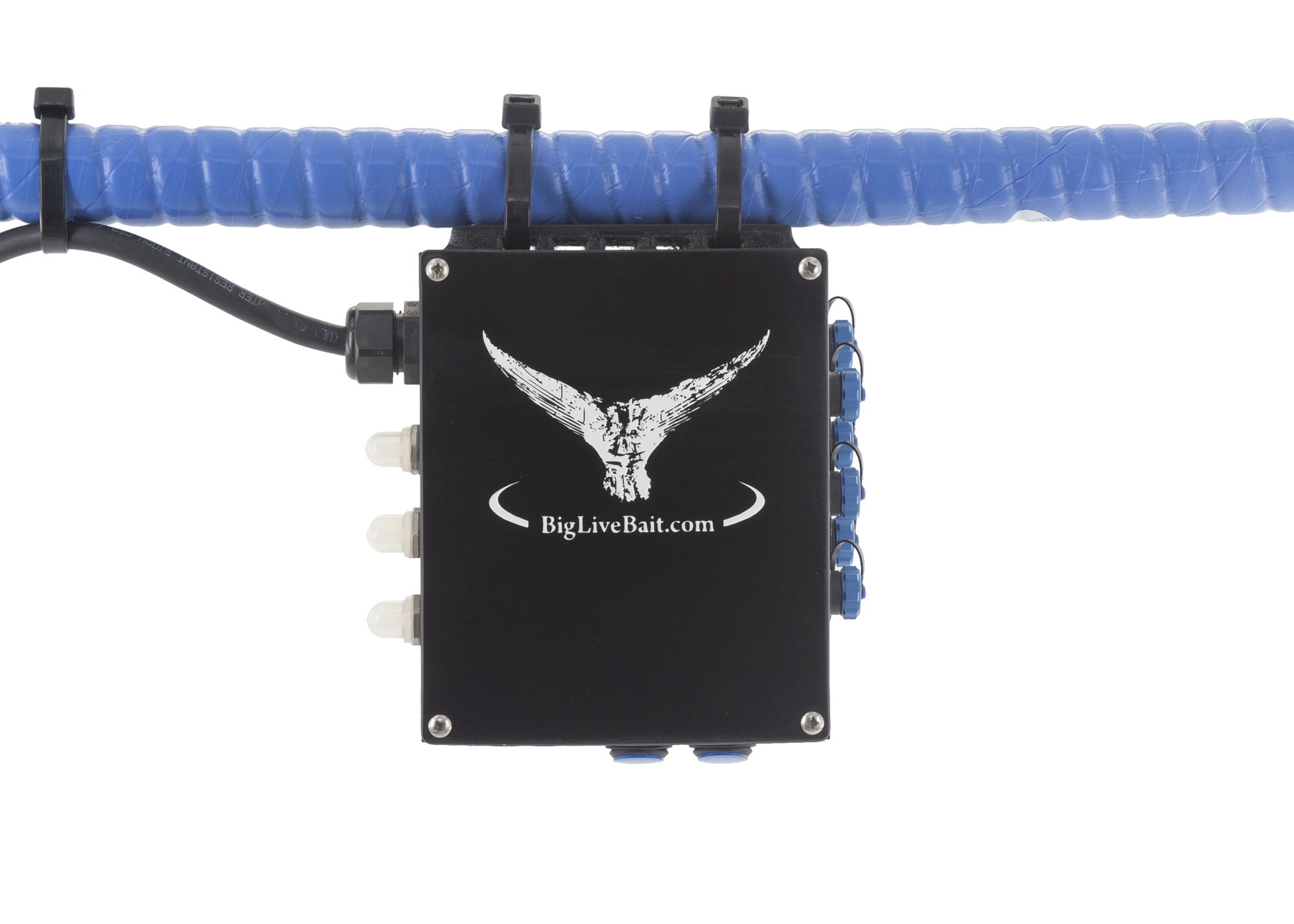 6 port Power Hub with zip tie mounts for supplying power to tuna tubes