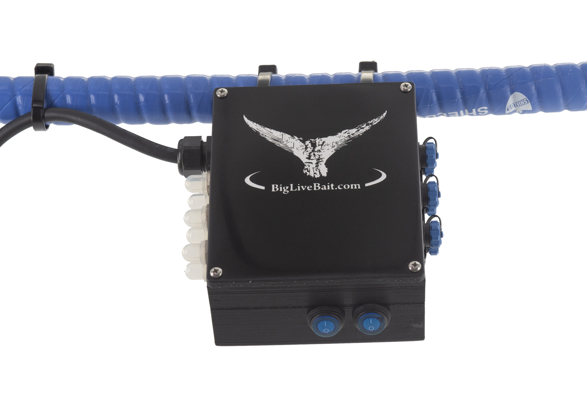 6 port Power Hub with zip tie mounts for supplying power to tuna tubes