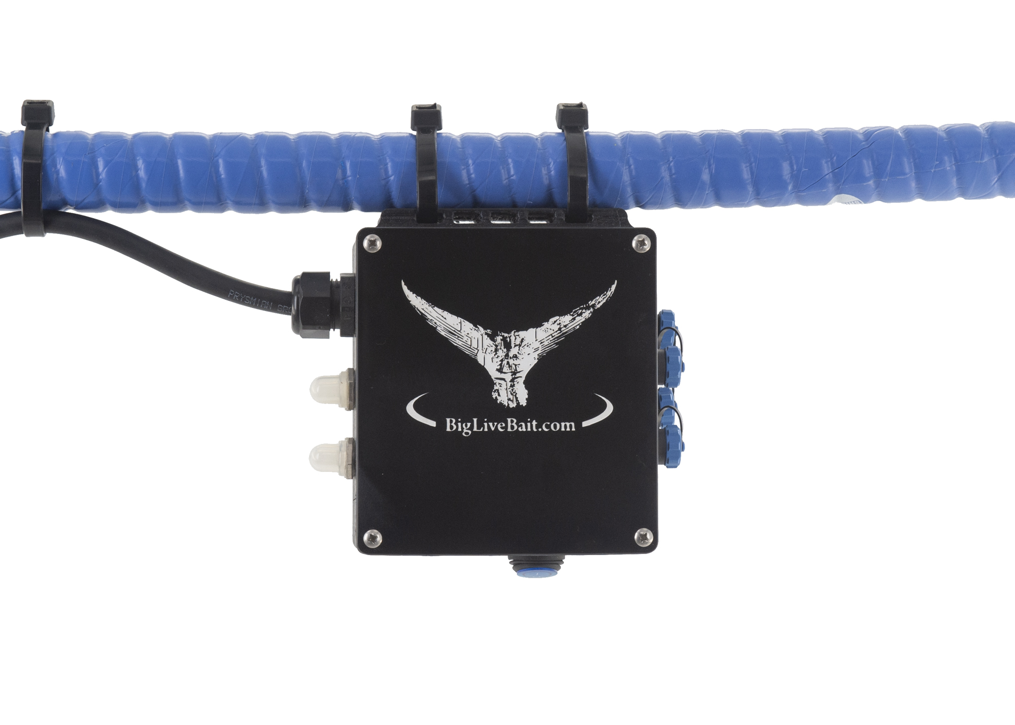 4 port Power Hub with zip tie mounts for supplying power to tuna tubes
